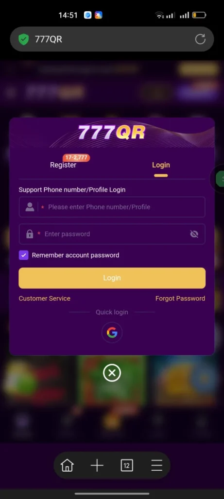 777QR Login